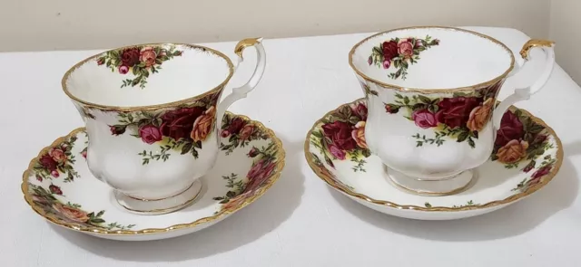 Vintage Royal Albert OLD COUNTRY ROSES set of 2  Footed Demitasse Cup & Saucer