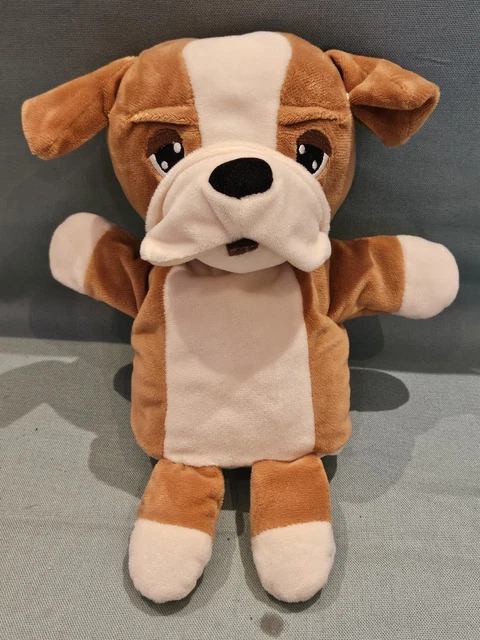 LITTLE TOWN ALDI Brown Cream Bulldog Plush Glove Hand Puppet GC