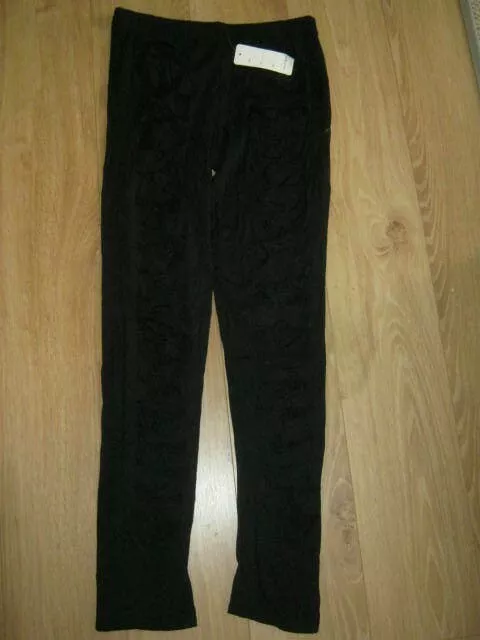 New Ladies Women's Black Fashion Lace Detail Ripped Leggings Size Small bnwt