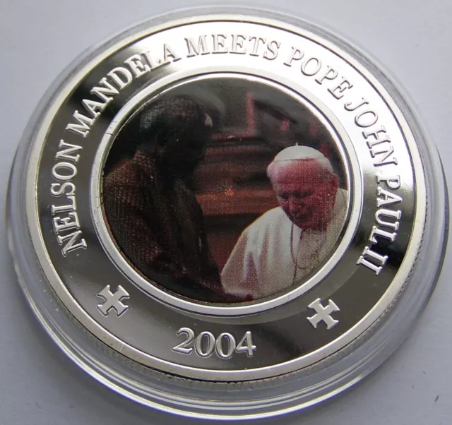 Vatikan Papst Johannes Paul Ii. & Nelson Mandela - Koloriert - Silber Auflage