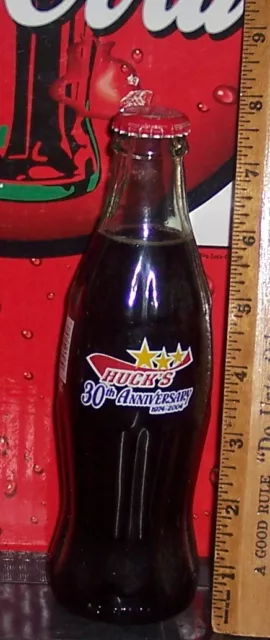 2004 Hucks 30Th Anniversary 1974 - 2004 8 Ounce Glass Coca Cola Bottle