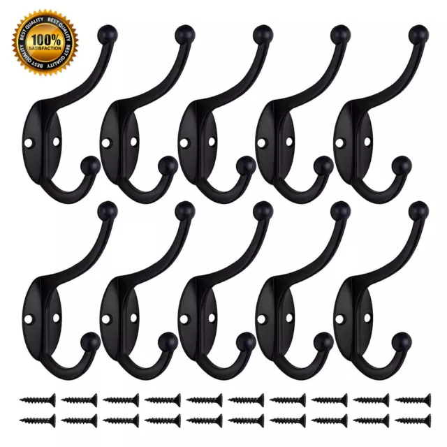 10Pcs Classic Antique Industrial Cast Iron Style Double Coat Hook Zinc Hanger UK