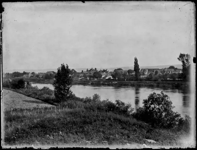 Pont-de-l'Arche Seine Black and White 9x12 cm Antique Photo Glass Plate