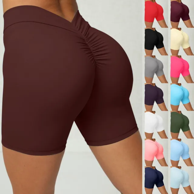 Women V-Back Scrunch Butt Shorts Workout Gym Leggings Comfy Butt Lifting Shorts