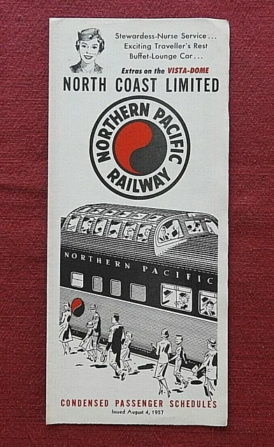 1957 Nord Pacific Ferrovia " North Coast Limited " Train Schedule Nice