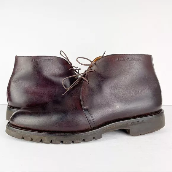 J M WESTON Dark Brown Leather Lace Up Desert Chukka Boots $85.00 - PicClick