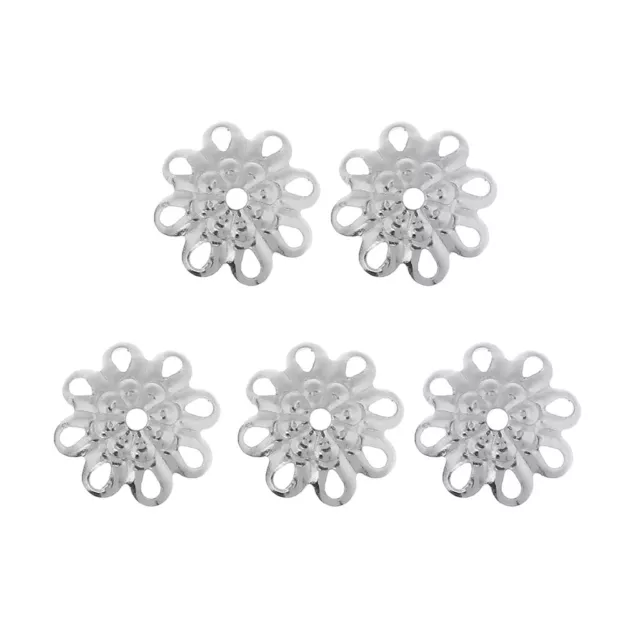 5Pcs Sterling Silver Flower Bead Caps Silver Beads   8mm Jewelry Findings