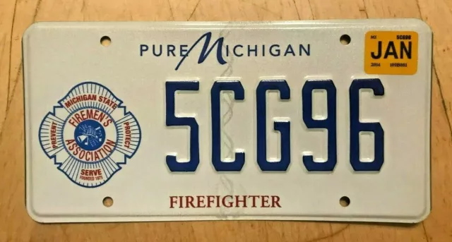 Fireman Association  Firefighter Auto License Plate " 5 Cg 96 " Fire Rescue 911