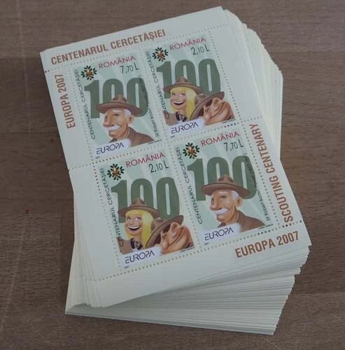 2007 Rumänien; 100 Blocks Pfadfinder, postfrisch/MNH, Bl. 396, ME 1500,-