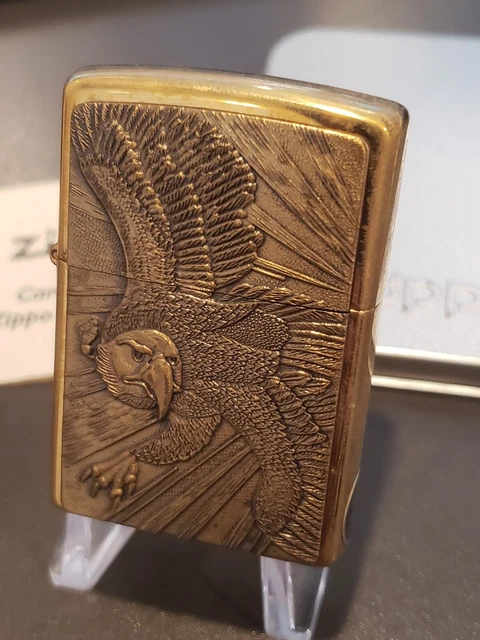NEW 1996 Solid Brass Vintage Zippo Lighter Barrett Smythe Bald EAGLE Mint Sealed