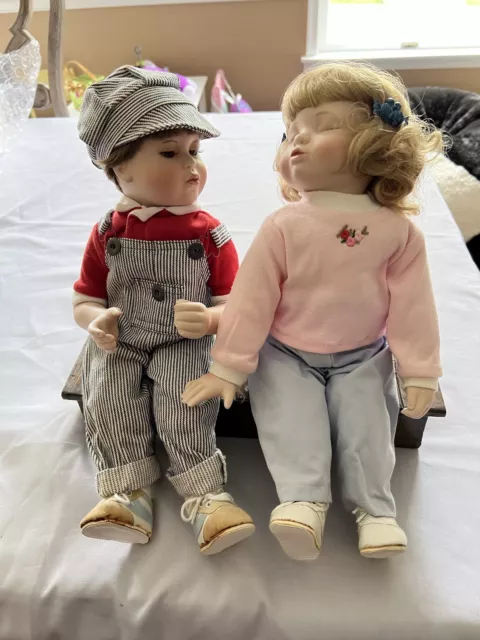 Hamilton Collection Porcelain Dolls First Kiss Heritage Doll 15" Boy Girl
