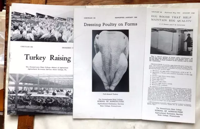 Three 1940's Poultry Pamphlets.  Penn State Agriculture Extension Service.