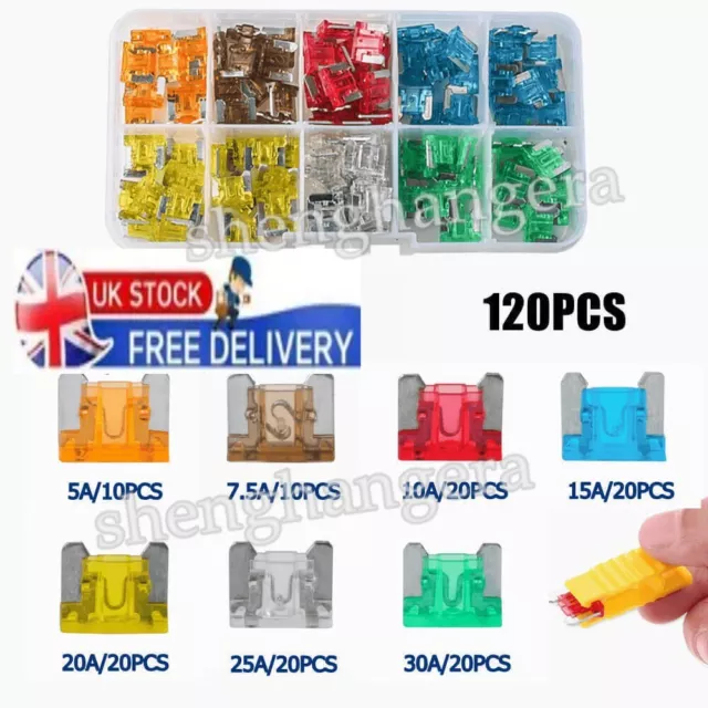 120 Pieces Micro Blade Fuse Assorted Kit Mixed Low Profile Mini Car Van Auto