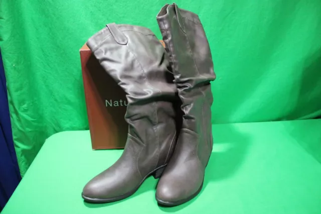 Nature Breeze Women's Houston Boots Size 7 med calf opening 14 inch color Brown