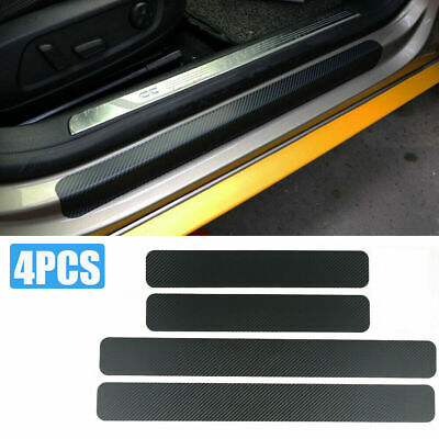 4x Carbon Fiber Car Accessories Door Plate Sill Scuff Cover Sticker Anti Scratch