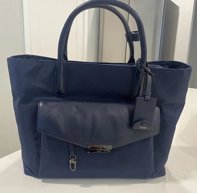 Tumi Larkin Tanya Tote Travel Bag, Blue Ballistic Nylon Leather, New Never Used