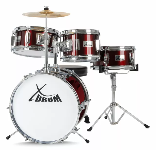 14" Kinder Schlagzeug komplett Drum Set Drum Kit Trommel Sticks + lern DVD Rot
