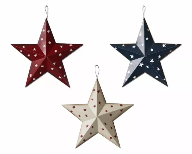 12''x12'' Primitive Rustic Metal Patriotic Barn 3D Star July 4th Decor