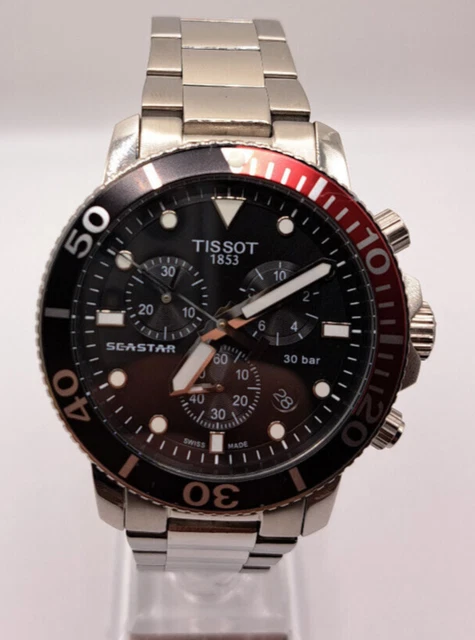 Tissot Seastar 1000 Chronograph Black Dial Silver Steel Strap Watch For Men - T120.417.11.051.00