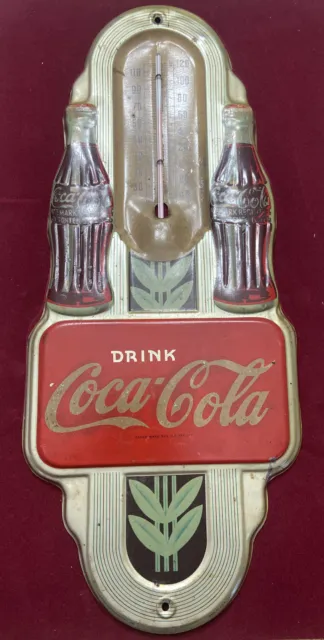 Vintage 1941 Robertson Dualife DOUBLE BOTTLE COCA COLA THERMOMETER works!!!