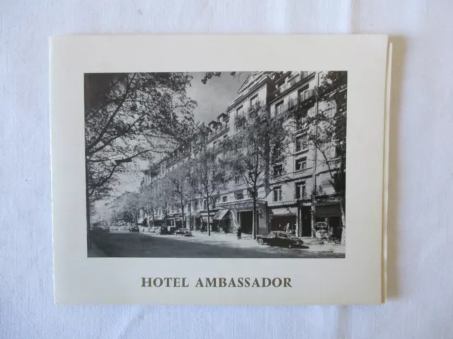 VIEUX PAPIER ANCIENNE CARTE DE VOEUX HOTEL AMBASSADOR A PARIS 9e