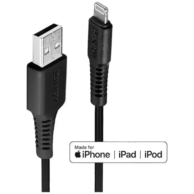 LINDY Câble USB USB 2.0 Connecteur Lightning , USB-A mâle 1.00 m noir 31320