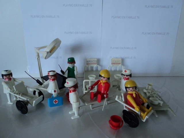 Playmobil Vintage 3404 - Hôpital Avec Chirurgien, Chambres, Ambulance Et Hélicoptère De 1976