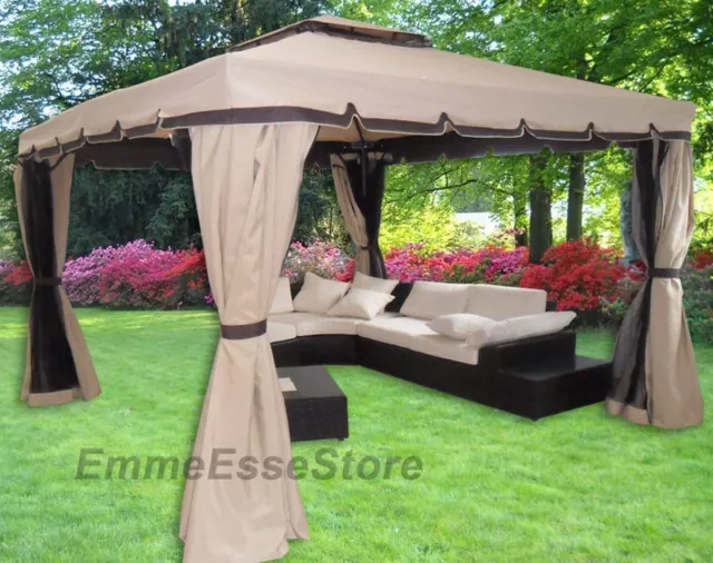 Gazebo 3X4 Giardino In Alluminio Telo Impermeabile Poliestere Pvc Con Air Vent 2