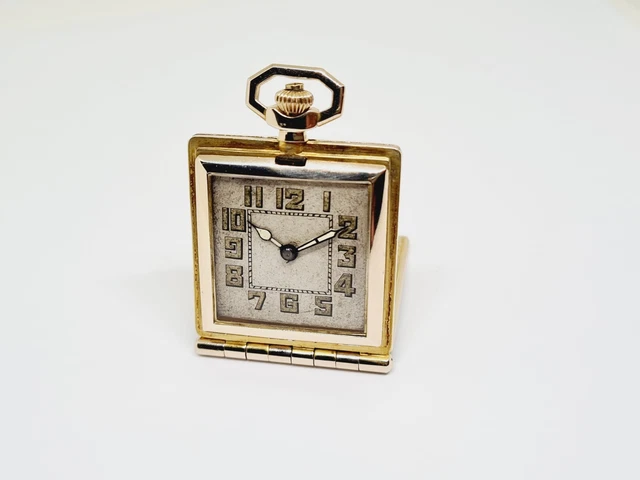 Orologio da tasca pieghevole oro 9 ct stile borsa orologio da tavolo da viaggio.