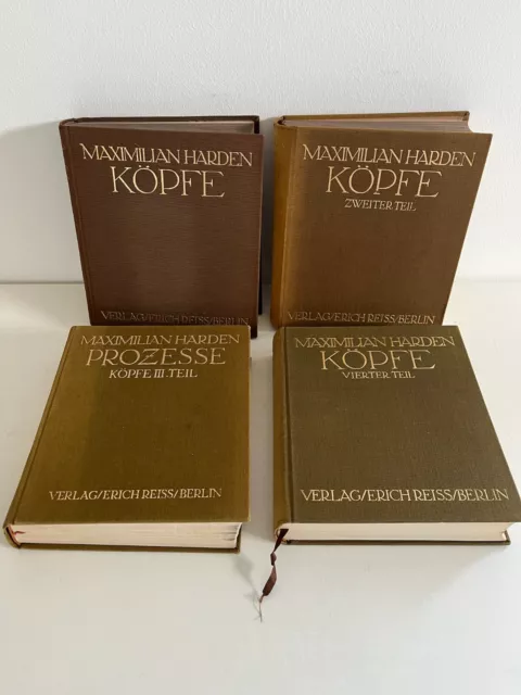 Maximilian Harden - Köpfe. 4 Bände OLn Berlin, Erich Reiss 1910-1924