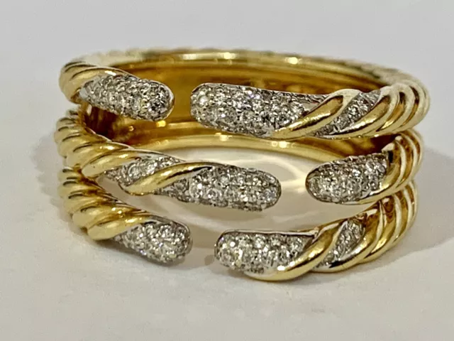 David Yurman 18K Solid Yellow Gold Willow Diamond Ring