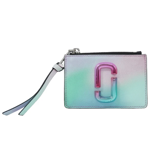 MARC JACOBS Snapshot Top Zip Multi Wallet Coin Purse Pink Blue MARC JACOBS Snapshot Top Zip Multi Wallet Coin Purse Pink Blue