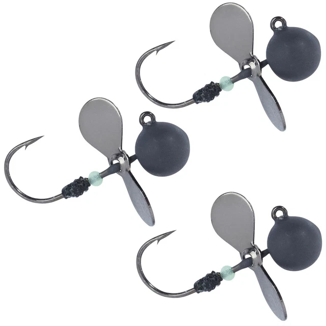 Balzer Shirasu Micro Jig mit Propeller - 3 Jigköpfe, Jighaken, Raubfischhaken