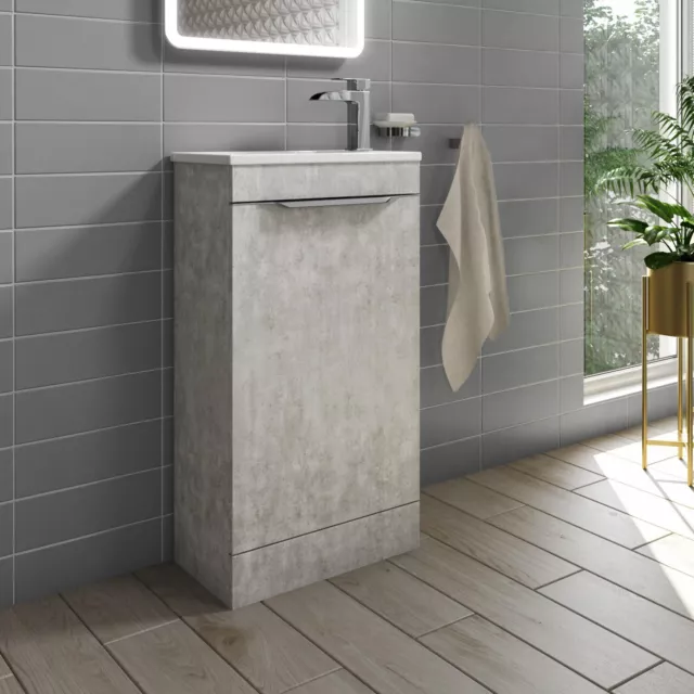 460mm Concrete Effect Cloakroom Freestanding Vanity Unit wi BUN/BeBa_27466/78611