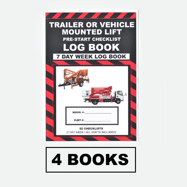 TRAILERMOUNTED BOOM LIFT PreStart Inspection Checklist Log Book [4