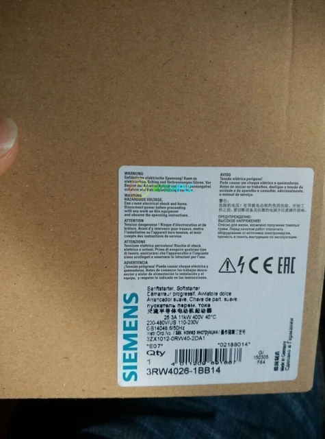 New Siemens 3RW4026-1BB14 SIRIUS Soft Starter S0 25 A 11 kW 3RW40261BB14