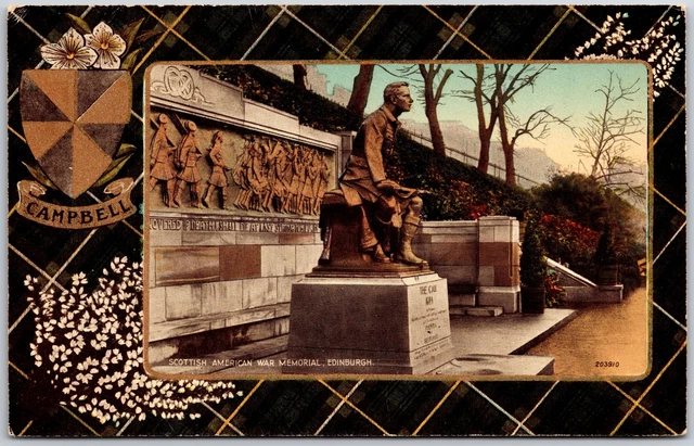 Scottish American War Memorial Edinburgh Campbell Statue Sculpture Postcard