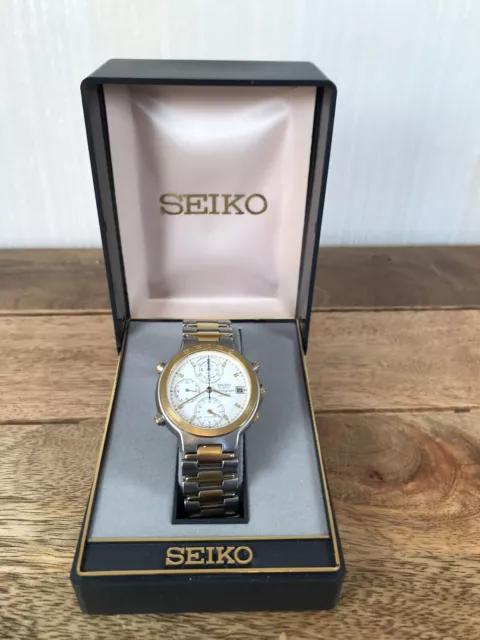 VINTAGE 1992 SEIKO SQ100 7T42-7A00 Chronograph Watch Boxed £80.00 ...