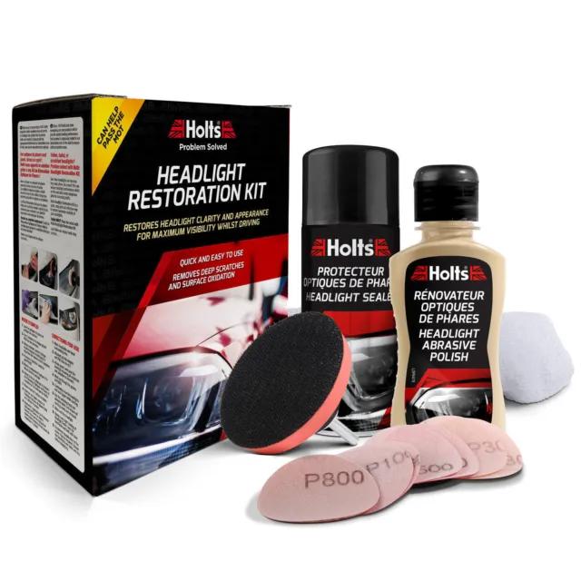 Holts Headlight Headlamp Cleaning Restoration Plastic Polish Restorer Kit