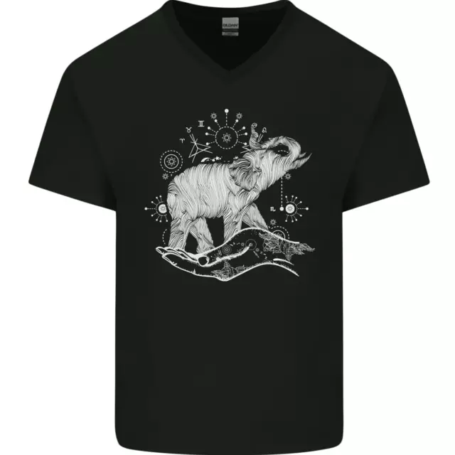 Sacra Stile Elefante Meditazione Tatuaggio Arte Uomo Scollo A V Cotone Maglietta