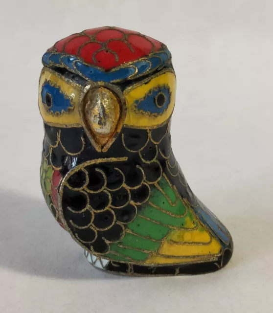 Vintage Chouette / Hibou en laiton émail cloisonné 5 cm