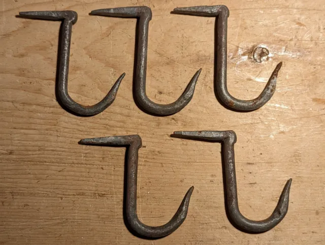Antique/Vintage Wrought Iron Butchers Hooks~Galvanised~Beam Hooks~Blacksmith~