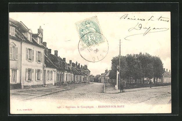 CPA Ressons-sur-Matz, vue de la rue avec hübschen habitations 1906
