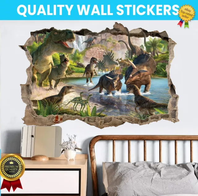 Dinosaur Hole In Wall Sticker Art Decal Decor Kids Bedroom Decoration