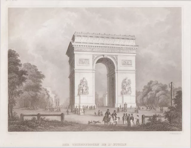 Paris Arc de Triomphe Original Stahlstich Metzeroth 1840