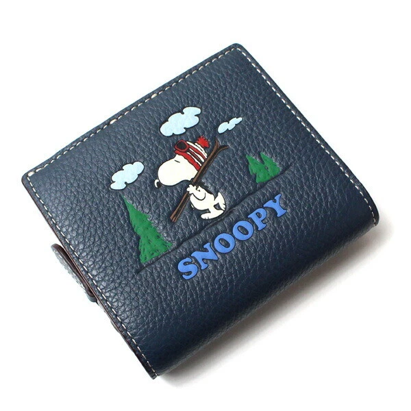 COACH PEANUTS Fold Wallet Snap Wallet Snoopy Ski motif CF251 QBDEI #049