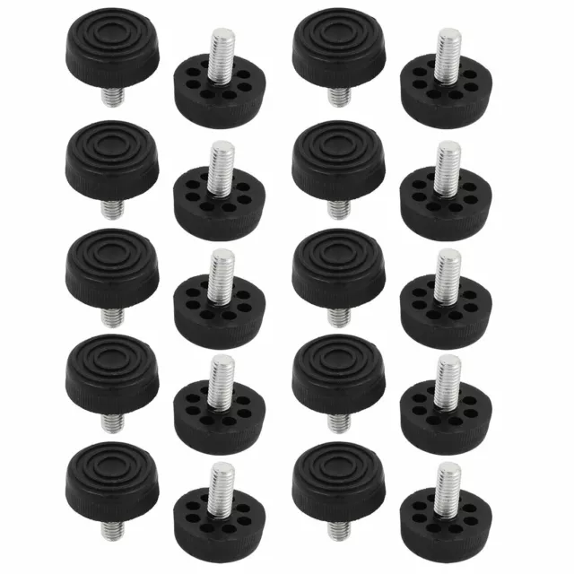 M8 Male Thread Furniture Table Plastic Base Adjustable Leveling Feet Black 20pcs