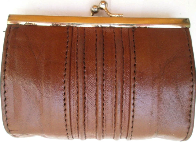 Porte-monnaie Clipsé Vintage MEXICO En Cuir Prune - Sans Marque