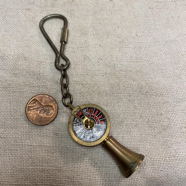 Vintage Nautical Ship Engine Room Telegraph Brass Keychain navy sailor
