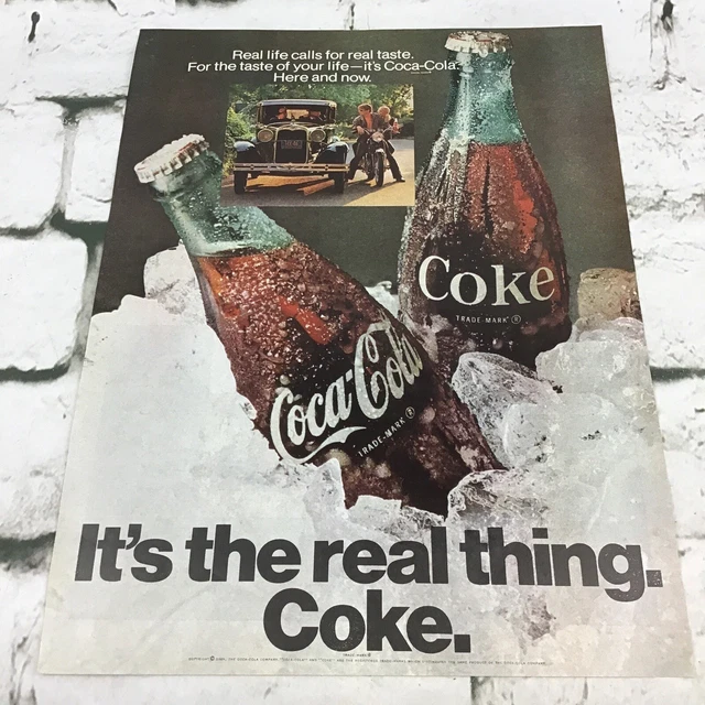 VINTAGE 1969 COCA-COLA Its The Real Thing Coke Soda Pop Advertising Art ...